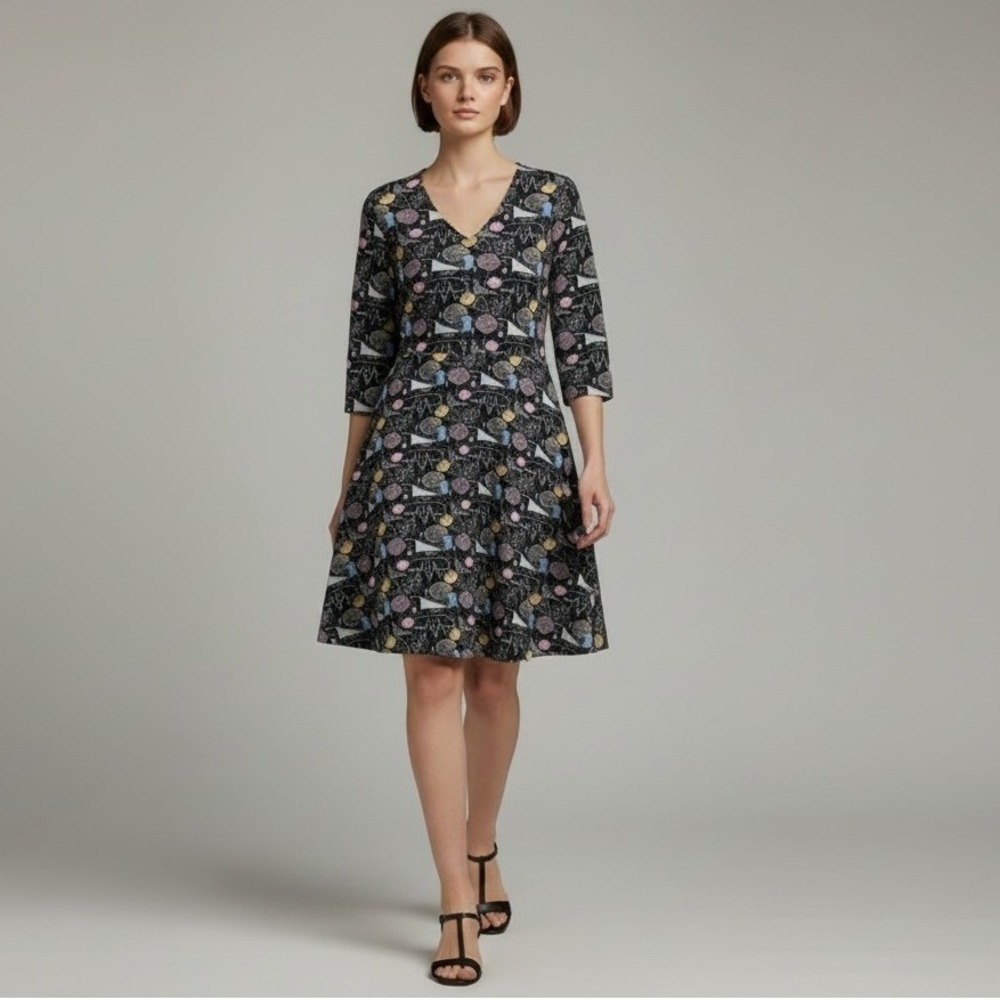 Svaha Math Geometry Dress Womens L Black Formula Print A-Line STEM Teacher Chic